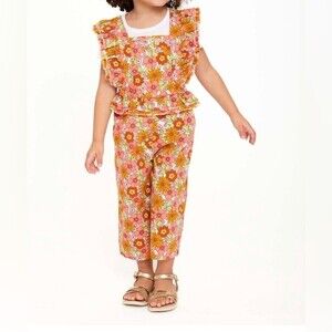 Wonder Nation Toddler Girl Sleeveless Ruffled Floral Print Romper Size 4T